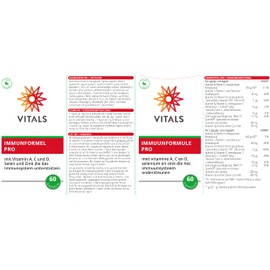 Vitals - Immune Formula Pro 60 Capsules with Quercetin, Lecithin, Vitamin A, Vitamin C, Vitamin D3, Vitamin K2, Selenium and Zinc. 100% Vegan. The most important nutrients for resistance.