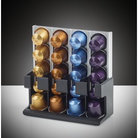 U-CAP One Nespresso Coffee Capsule Holder and Capsule Stand for 40 Capsules in Kitchen and Office - Best Mounting on the Wall - Also as a Stand/Organiser - Aluminium / Plastic, Silver/Black