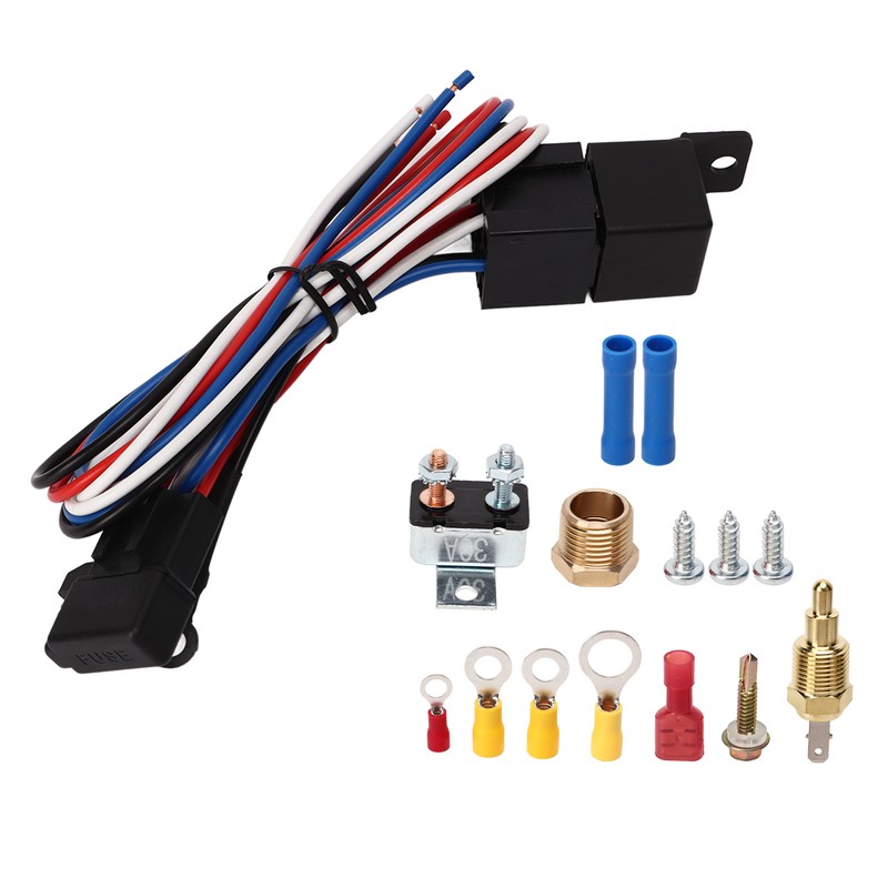 12V Electric Radiator Fan Thermostat Control Relay Wire Kit Complete