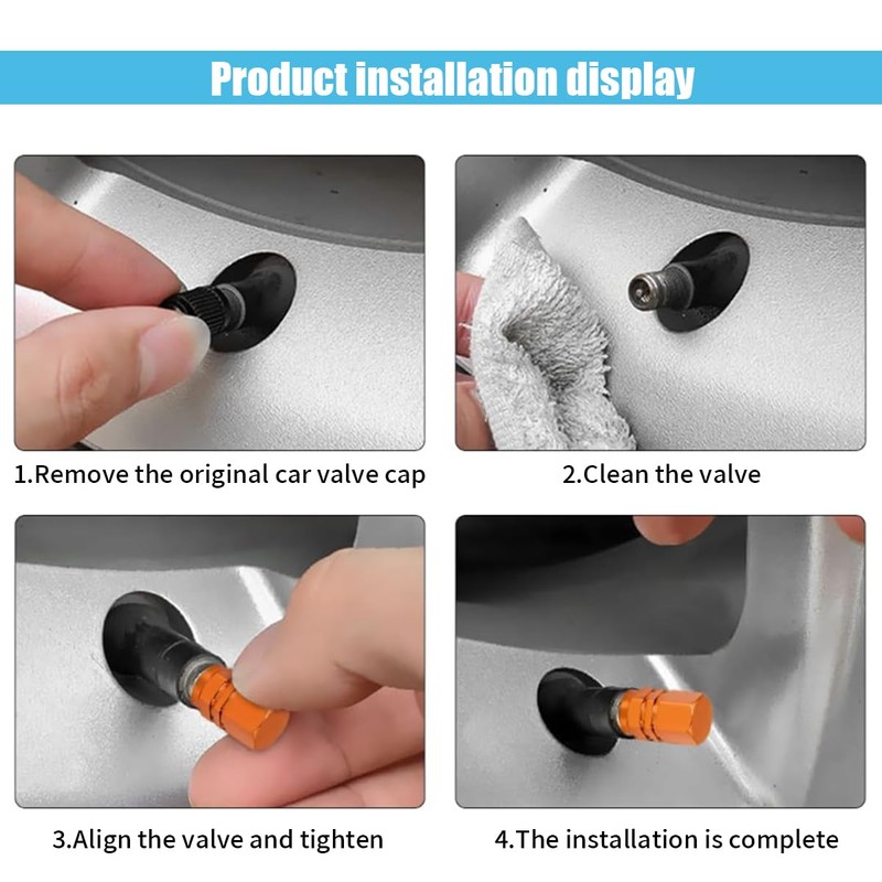 4PCS Car Tire Stem Valve Caps, Auto Hexagon Shape Dustproof