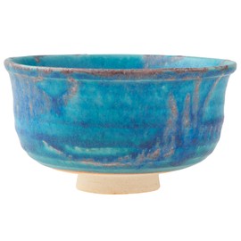 Marui Pottery MR-3-4121 Shigaraki Ware Hechimon Matcha Rice Bowl Diameter Approximately 5.5 inches (14 cm), Dewgrass Blue