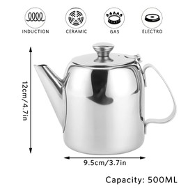 Teapot,20oz/32oz Coffee Pot Stainless Steel Tea Pots Cold Water Kettle Easy Pour Teapot with Flip Lid Cold Water Jug Short Spout Silver Round Pot for Restaurants, Living Room