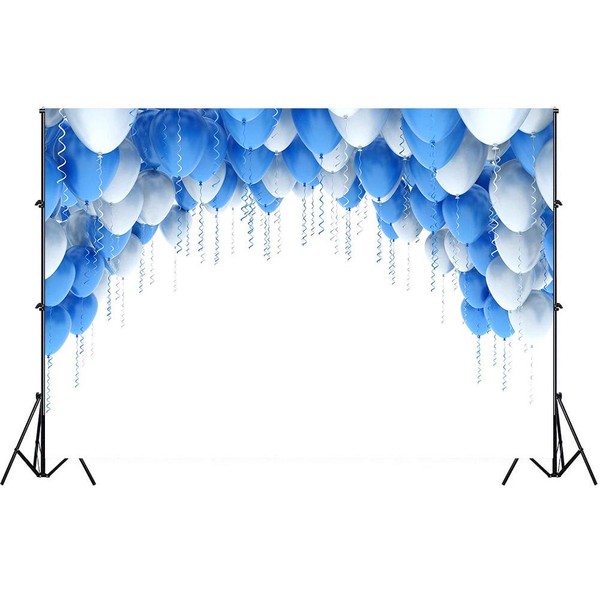 10X7ft Theme Party Backdrop Simple Style Blue and White Ribbon
