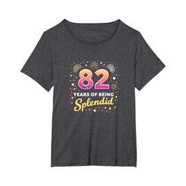 82 Years Splendid Birthday Gift Celebration T-Shirt, Women's Plus, Dark Heather Grey