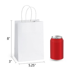 BagDream BagDream Kraft Gift Paper Bags 25Pcs 5.25x3x8 Inches Small Paper Gift Bags White Paper Bags with Handles Paper Shopping Bags Party Favor Bags 100% Recyclable Kraft Paper Bags Sacks