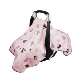 Car seat Covers for Babies, infant Carseat Canopy for newborn Carrier, kick proof, Muslin, fit Summer, Spring, Autumn, Pink heart, perfect for girl;
