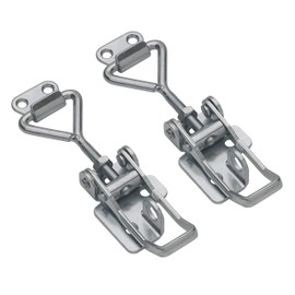 FT-Germany Set of 2 Adjustable Tension Latches with Hooks Made of Steel, Galvanised 110 mm to 125 mm Steel Lockable Box Closure Adjustable Lever Lock Safety Lock
