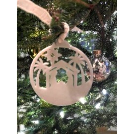 Homemade Christmas Nativity Scene  3.5" Round Ornament 3D Printed PLA Glow-in-the Dark