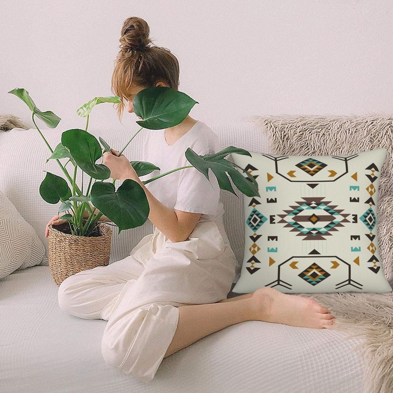 Native American Pattern Throw Pillow Covers Vintage Aztec Style Couch