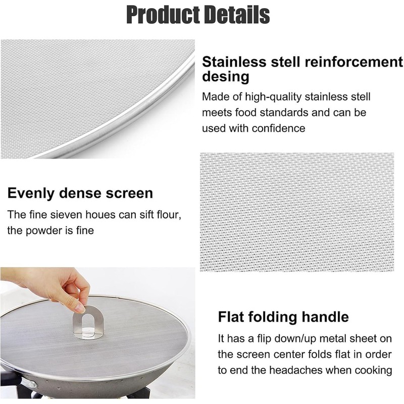 Homestia Splatter Screen for Cooking - Stainless Steel Grease Splatter
