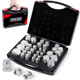 PIKWO 64 Pcs BSPP Plug Kit Hose Tube and Pipe Set Hydraulic Plug Kit Galvanized 45# Steel with Precision Threading Dash Sizes-02-04 -06-08 -10-12 -16