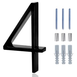 Modern House Numbers for Outside,5 Inch Black Floating Mount House Address Mailbox Number with Nail Kit and Instructions, (Number 4)