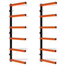 Max 600 lb Steel 6 Shelf Lumber Storage Rack Wall-Mounted Wood Pipes Rack
