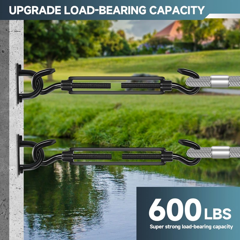 4Pcs M8 304 Stainless Steel Hook & Turnbuckle Hook, 600lbs