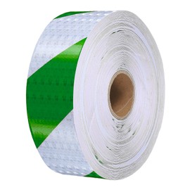 PATIKIL Reflective Tape, 1 Roll 2 Inch x 148 ft Waterproof Self Adhesive High Visibility Caution Warning Safety Tape Outdoor Twill Reflector for Trucks Trailers Cars, White Green
