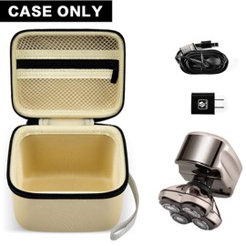 Case for Skull Shaver Electric Pitbull Pro Razor, Hard Travel Rotary Men Head Shavers Beard Trimmer Storage Carrying Box with Zipper Mesh Pocket for Men's Gold Pro Mustache Grooming Kit, Beige-Only