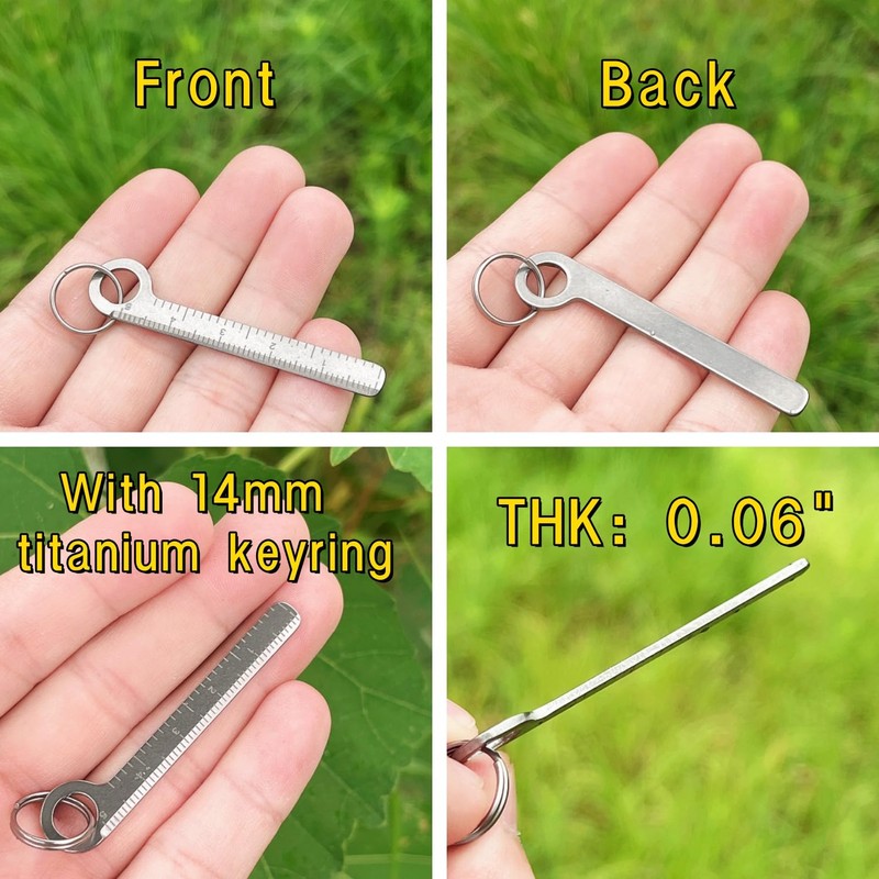 Titanium Ruler, Portable EDC Micro Ruler, Lightweight Keychain Small Ruler,