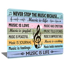 "Never Stop the Music" Metal Tin Sign 8x12 Inch - Vintage Music Quote Wall Art for Guitar Lovers, Bars, Studios & Bedrooms (2567)