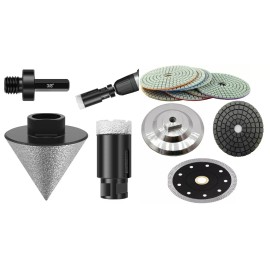 Roxx Tools wet polisher grinder 14PCS chamfer beveling core bit stone ceramic marble buffer