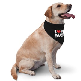 vercosee I Love Mom Mothers Day Dog Bandana,Photo Prop Pet Scarf Accessories for Dog Lovers, Mom Gifts (Black)