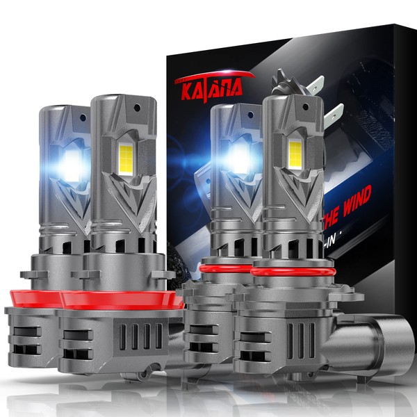 Katana Upgraded H11 9005 Bulbs, 36000LM 6500K Xenon White Super