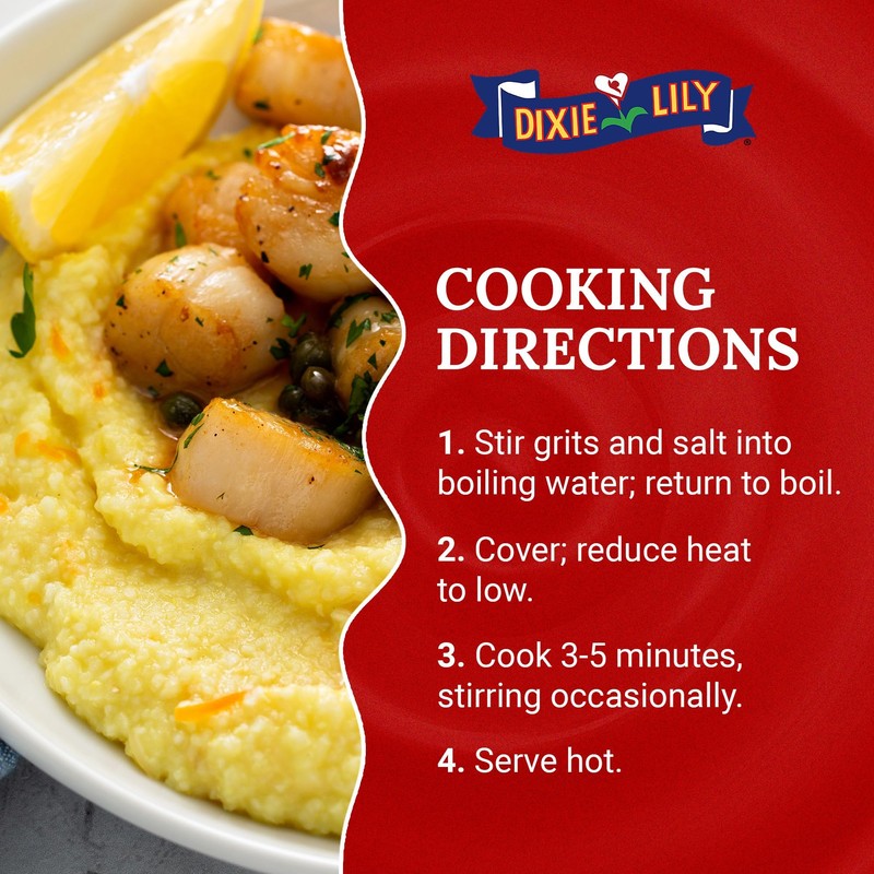 Dixie Lily Yellow Corn Grits - Quick-Cooking, Gluten-Free, Non-GMO, Low
