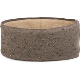 styleBREAKER Women Fine knit headband with rhinestone stud application and soft fleece lining, hair band, headband 04026003, color:Brown
