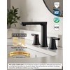 FORIOUS Black Bathroom Faucet 3 Hole, 8" Matte Black Vanity