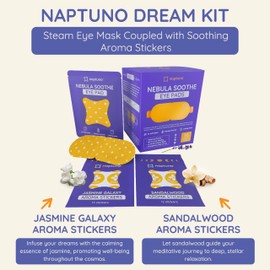 Naptuno 16 Packs Steam Eye Mask for Dry Eyes, Self Heating Eye Mask Disposable, Self Heating Eye Compress Disposable Eye Masks, Puffiness, Travel, Relaxing Spa Gifts + 12 Arooma Stickers (Lavender)