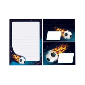 Writing Paper Set Letter Pad with Envelope for Boys Children Football Children's Motif Notepad Lined (A5 Pad with 25 Sheets + 15 Envelopes)