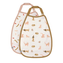 LÄSSIG Baby Toddler Bib (Pack of 2) Organic Cotton Popper / Medium Drop Bib Little Mateys Spicy Orange