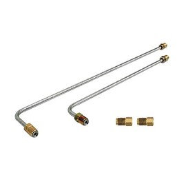 Speedway Motors Dual Outlet Master Cylinder Steel Dual Brake Line Kit with Two Adapter Fittings for Easy Installation, Features Tight 90 Degree Bends