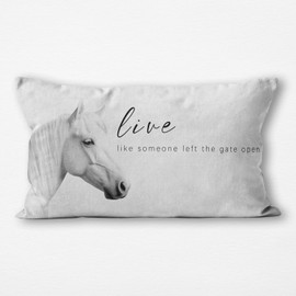 Poecinv Inspirational Horse Pillow Covers 12x20, Live Like Someone Left The Gate Open Horse Pillow Case, Long Decorative Pillows for Bed, Positive Decor for Home, Inspirational Gifts for Women.