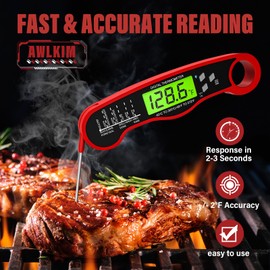 Digital Meat Thermometer for Cooking - IP67 Waterproof Kitchen Thermometer with Backlight and Hold, Fast Instant Read Food Thermometer, Candy Making, Outside Grill, Stocking Stuffers for Men-2 Pack