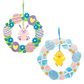 2 Pack Easter Wooden Ornaments Kit - Bunny, Eggs & Wreath Decor, DIY Hand-Painted Crafts for Home Wall/Door, Kids Party Decorations, Non-Toxic Spring Holiday Supplies