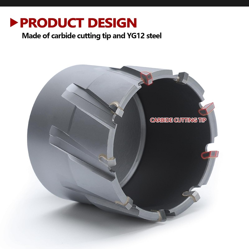 GRIXLEN 2" x 2" Annular Cutter with Weldon Shank,Carbide Tip