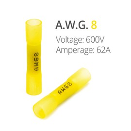 Wirefy 50 PCS Heat Shrink Butt Connectors Yellow 8 AWG - Larger Diameter Marine Grade Butt Connectors - Wire Butt Splice Connectors - Electrical Waterproof Heat Shrink Butts