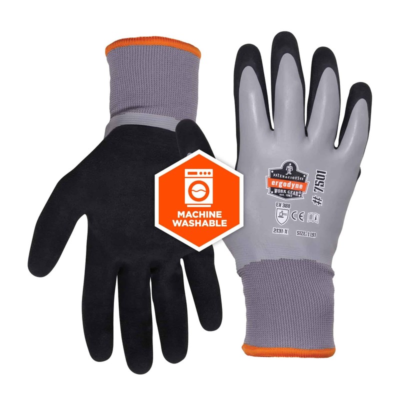 Ergodyne ProFlex 7501 Coated Waterproof Winter Work Gloves, Sandy Nitrile
