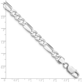 GlittersandGold Sterling Silver Rhodium-plated 7.5mm Lightweight Flat Figaro Chain Necklace