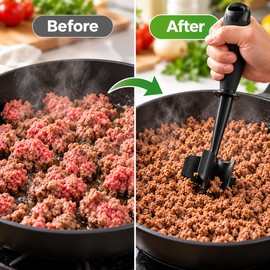 Nylon Meat Chopper for Ground Beef – 5 Curved Blades for Easy Mashing, Mixing and Everyday Hamburger Meal Prep