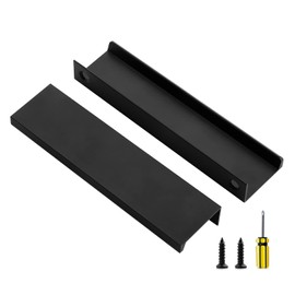 Ravinte 30 Pack Finger Pulls for Cabinets 128mm/5 Length Black Edge Pulls Matte Black Finger Cabinet Concealed Handles for Kitchen Drawer Tab Handle