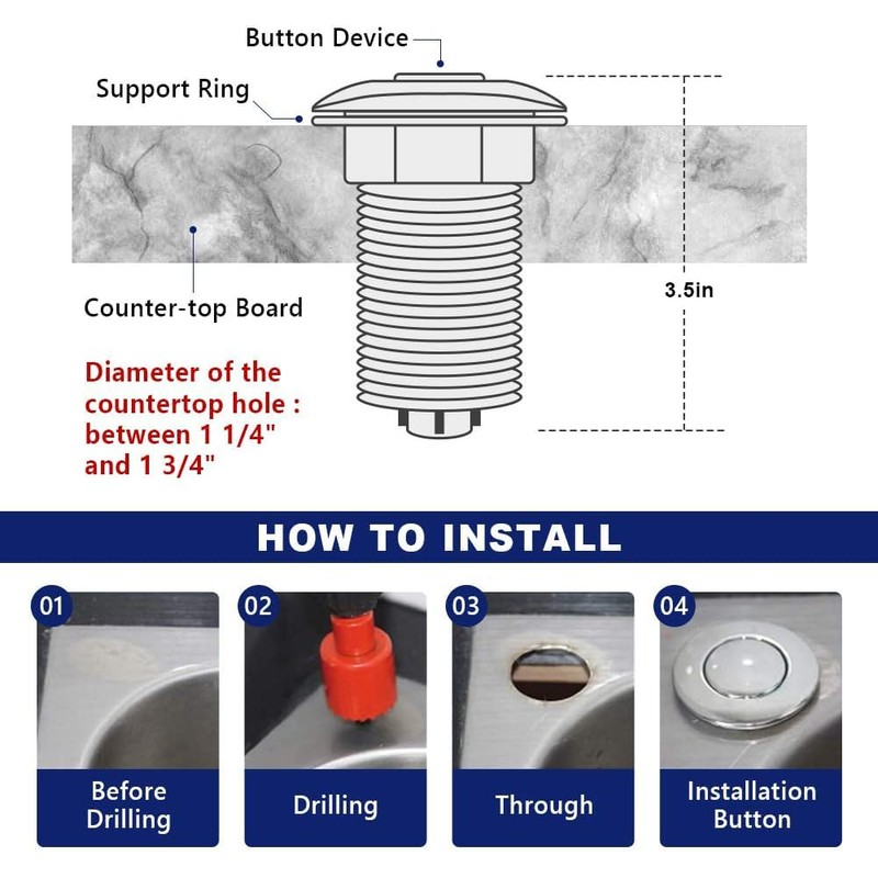 CLEESINK Garbage Disposal Switch, Cordless Air On Off Kit for