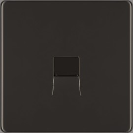 BG Electrical Single Secondary Slave Telephone Socket, Screwless Front Plate, Slim Profile, Premium Flatplate, Black Nickel, FBNBTS1