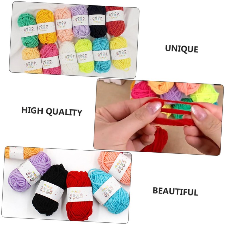 IWOWHERO 12pcs Strands Thick Wool Yarn Knitting Supplies Handmade Yarn