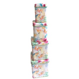 Tropical Paradise - Retro/Vintage Style Square Tea Caddy/Kitchen Storage Tin (25 g)