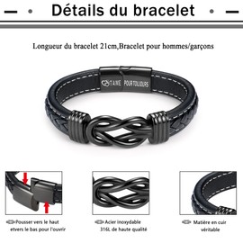 YADOCA Bracelet for My Son, Men's Leather Bracelet for Son Birthday Christmas Gifts, Son Bracelet from Mum Dad, Gifts for Teenagers Boys, Leather