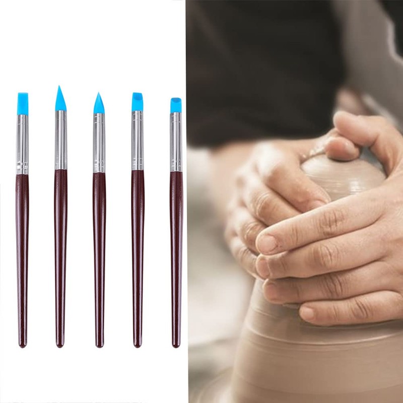 Silicone Clay Sculpting Tool 5PCS Rubber Tip Silicone Brushes Pottery