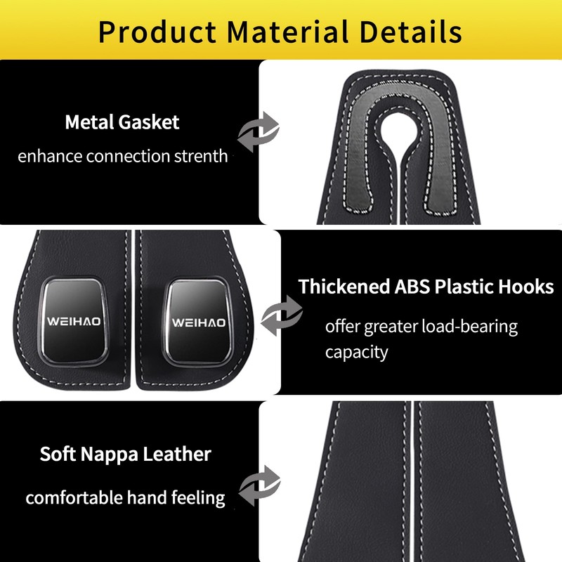 WEIHAO Wide Purse Hook for Car, Twin Hook Leather Car
