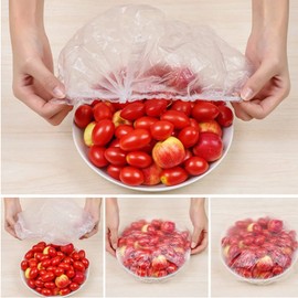 Elastic Food Storage Bags, Pack of 200, Reusable Elastic Covers, Hotel Shower Cap, Plastic Shower Cap for Food Storage