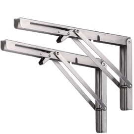 Homeme Shelf Bracket, L-Shaped, SUS304 Stainless Steel, 2 Pieces, Load Capacity 176.4 lbs (80 kg), Shelf Support, Bracket, Folding, Hardware